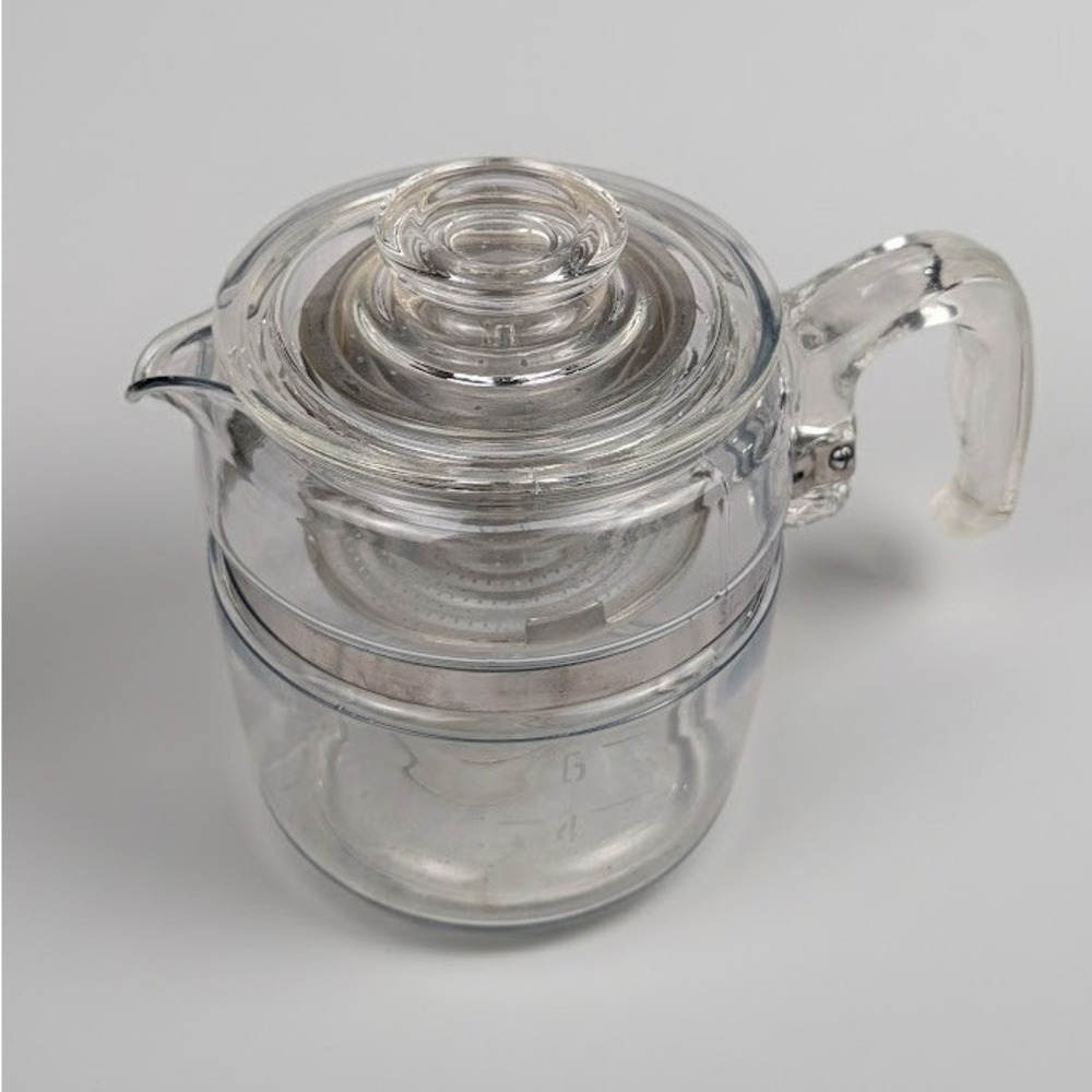 Vintage Pyrex Flameware 6 Cup Glass Percolator Coffee Pot 7756 Stovetop Maker